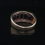 14k Yellow Gold Amethyst and Diamond Ladies Band Ring Size 6