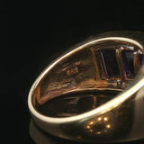 14k Yellow Gold Amethyst and Diamond Ladies Band Ring Size 6