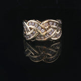 14k Yellow Gold and 1.25cttw Diamond Braided Band Ring Size 6