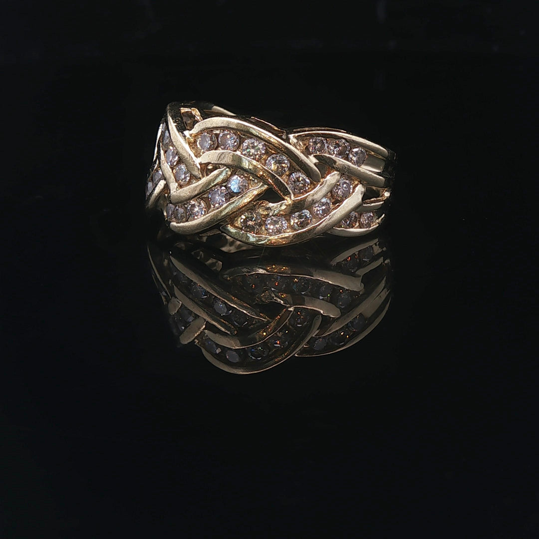 14k Yellow Gold and 1.25cttw Diamond Braided Band Ring Size 6