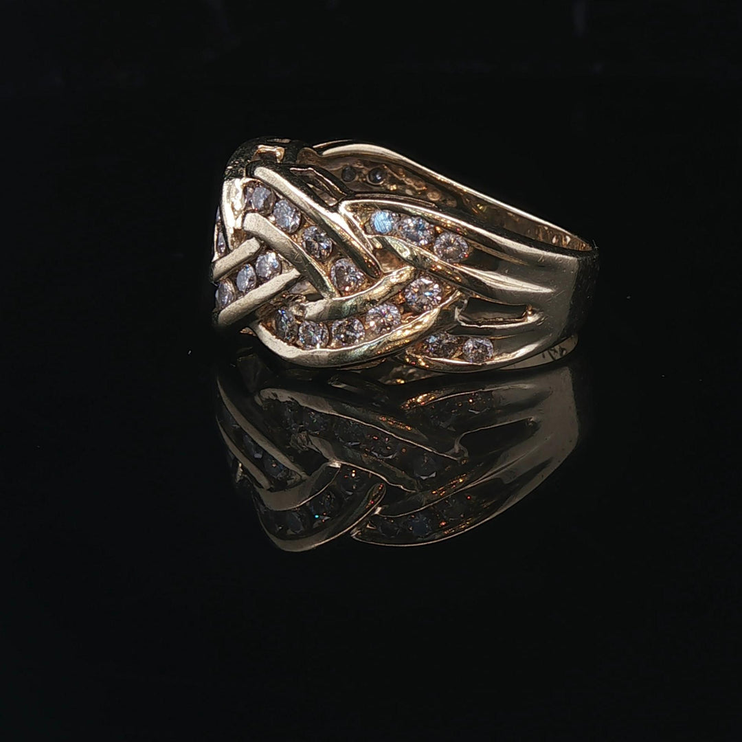 14k Yellow Gold and 1.25cttw Diamond Braided Band Ring Size 6