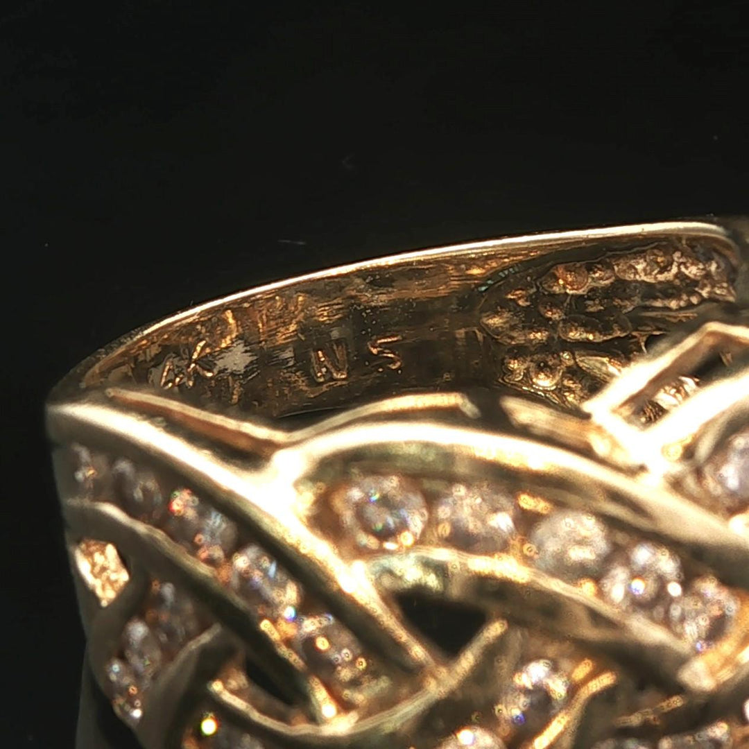 14k Yellow Gold and 1.25cttw Diamond Braided Band Ring Size 6