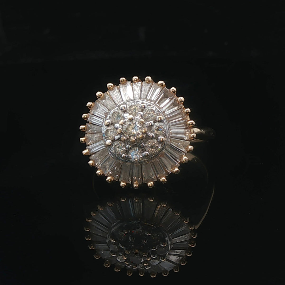 14k Yellow Gold and 2cttw Round and Baguette Diamond Vintage Ring Size 8