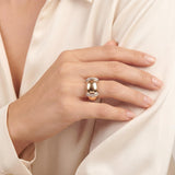 18k Yellow and White Gold Diamond Fancy Band Ring Size 6.75