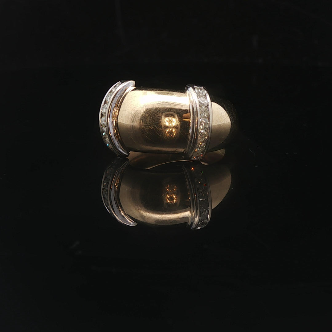 18k Yellow and White Gold Diamond Fancy Band Ring Size 6.75