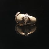 18k Yellow and White Gold Diamond Fancy Band Ring Size 6.75