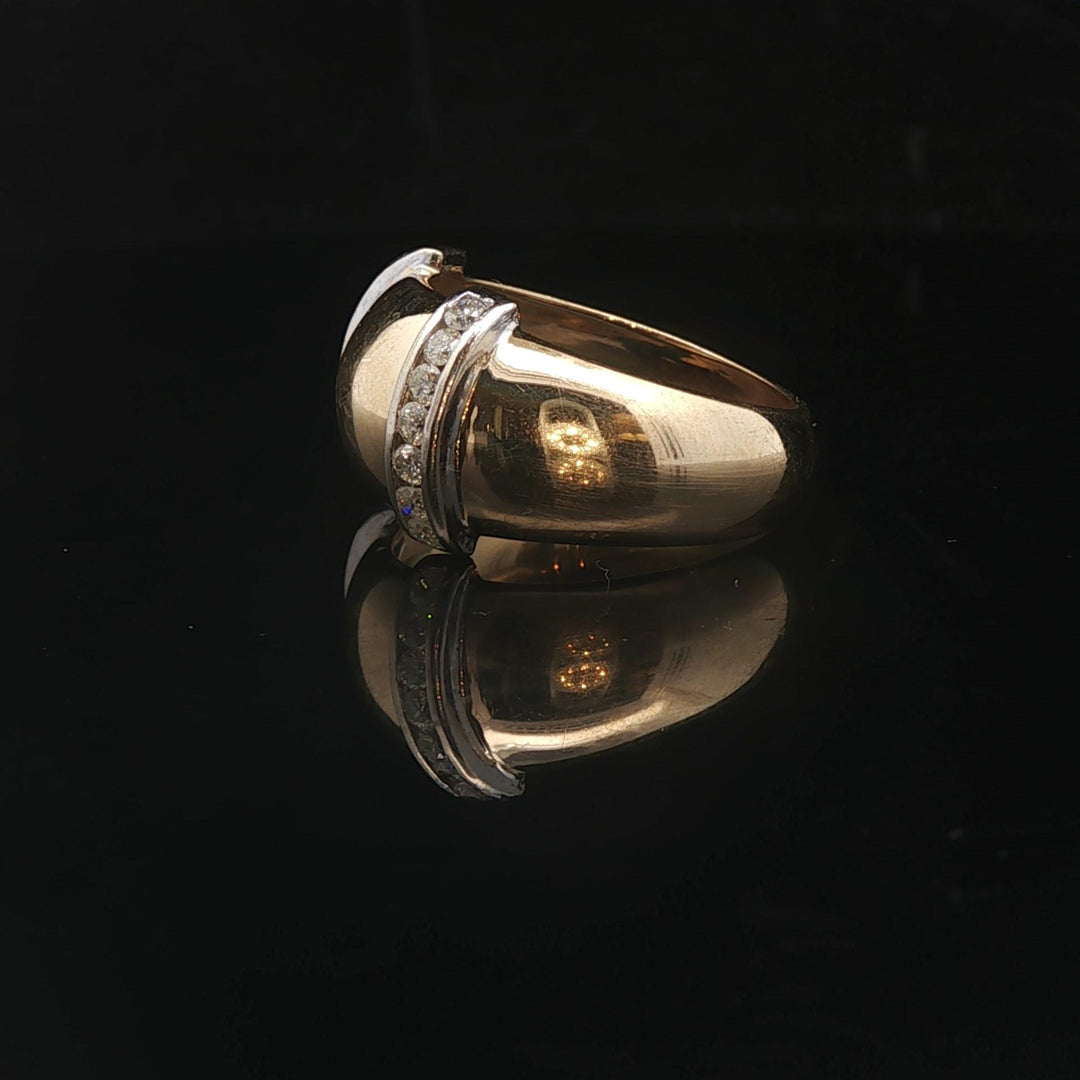 18k Yellow and White Gold Diamond Fancy Band Ring Size 6.75