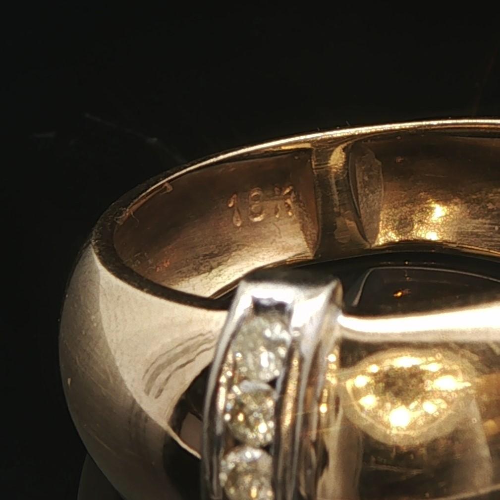 18k Yellow and White Gold Diamond Fancy Band Ring Size 6.75