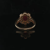 Effy 14k Yellow Gold Ruby and Diamond Halo Floral Ring Size 7.5