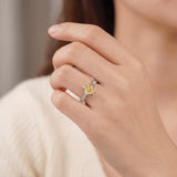 14k White Gold Lemon Quartz and Diamond Ring Size 6.25