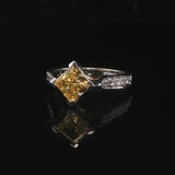 14k White Gold Lemon Quartz and Diamond Ring Size 6.25