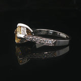 14k White Gold Lemon Quartz and Diamond Ring Size 6.25