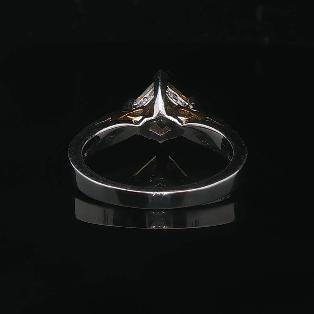 14k White Gold Lemon Quartz and Diamond Ring Size 6.25