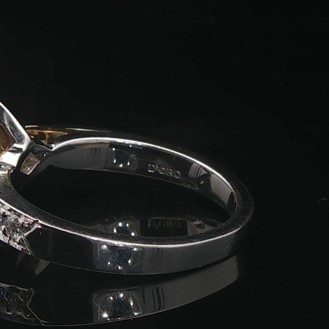 14k White Gold Lemon Quartz and Diamond Ring Size 6.25