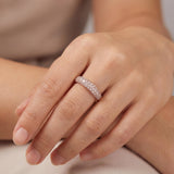 14k Rose Gold and 0.50cttw Pave Diamond Band Ring Size 8