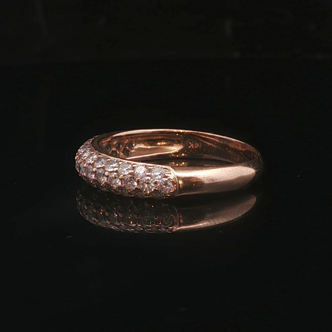14k Rose Gold and 0.50cttw Pave Diamond Band Ring Size 8