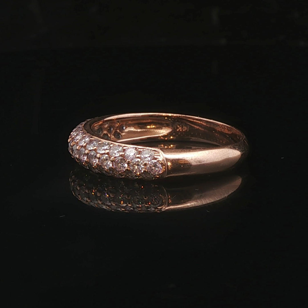14k Rose Gold and 0.50cttw Pave Diamond Band Ring Size 8