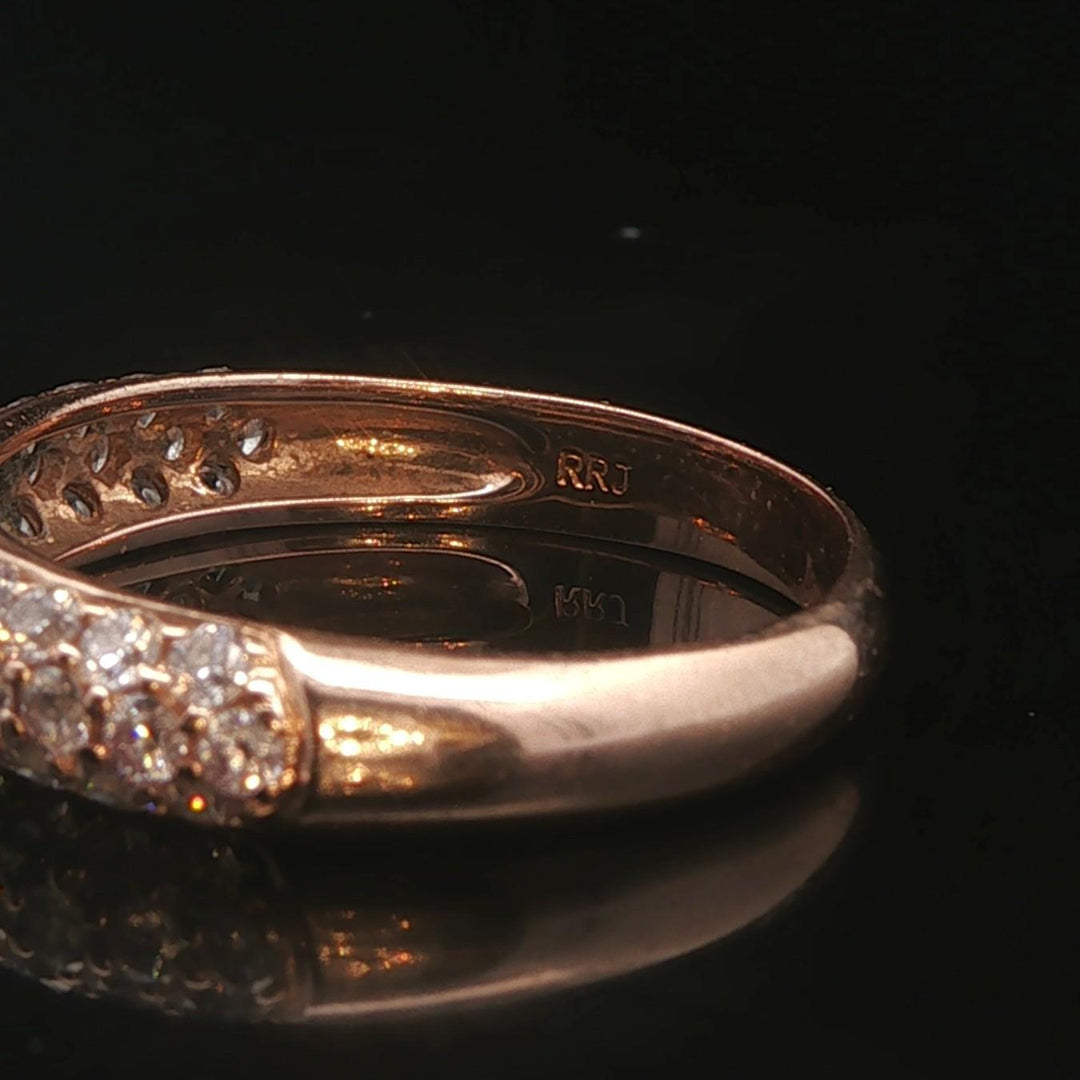 14k Rose Gold and 0.50cttw Pave Diamond Band Ring Size 8