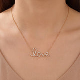 18k Yellow Gold and 0.30cttw Love Pendant Necklace Italy 17"