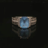 LeVian 14k White Gold Sky Blue Topaz and Diamond Ring Size 7.5