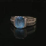 LeVian 14k White Gold Sky Blue Topaz and Diamond Ring Size 7.5