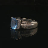 LeVian 14k White Gold Sky Blue Topaz and Diamond Ring Size 7.5