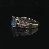 LeVian 14k White Gold Sky Blue Topaz and Diamond Ring Size 7.5