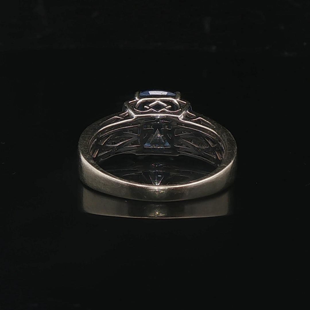 LeVian 14k White Gold Sky Blue Topaz and Diamond Ring Size 7.5