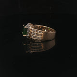 14k Yellow Gold Green Tourmaline and Diamond Vintage Halo Ring Size 6