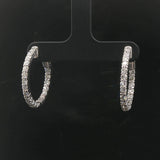 14k White Gold and 2cttw Diamond Inside Out Hoop Earrings 1"