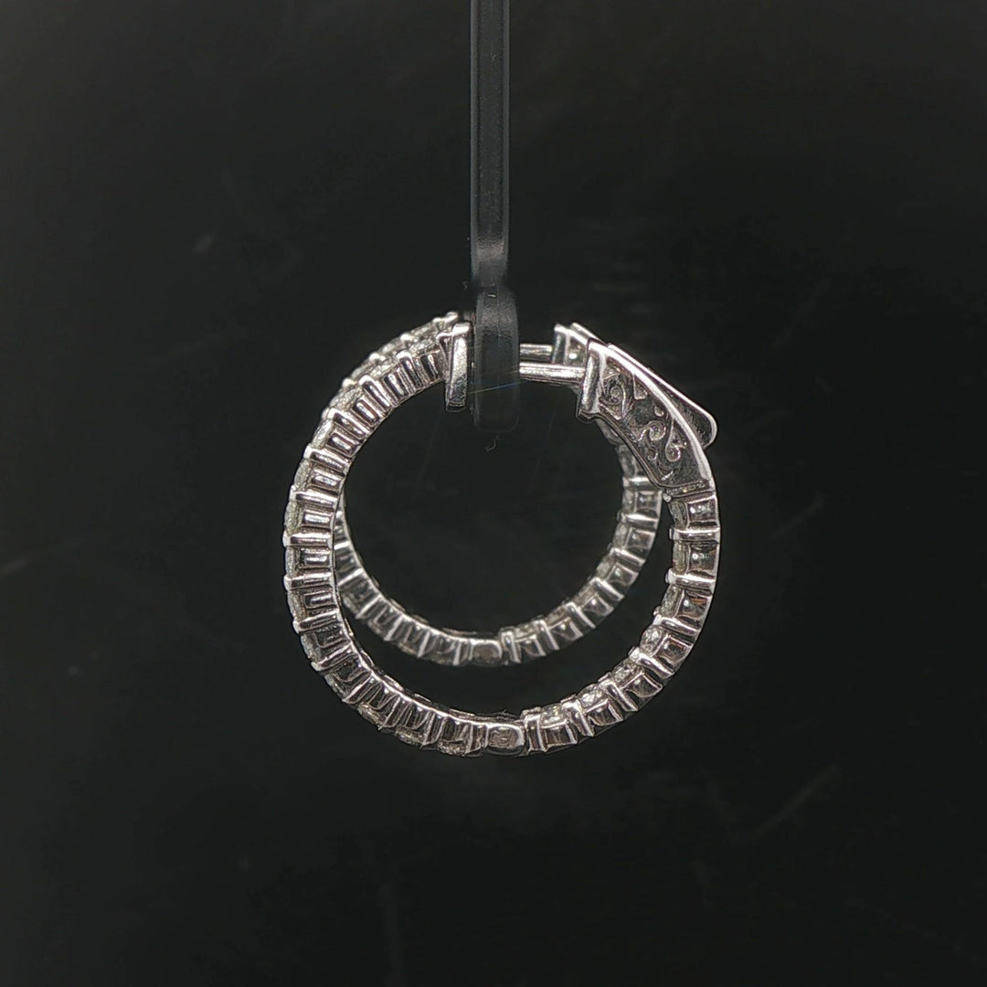 14k White Gold and 2cttw Diamond Inside Out Hoop Earrings 1"