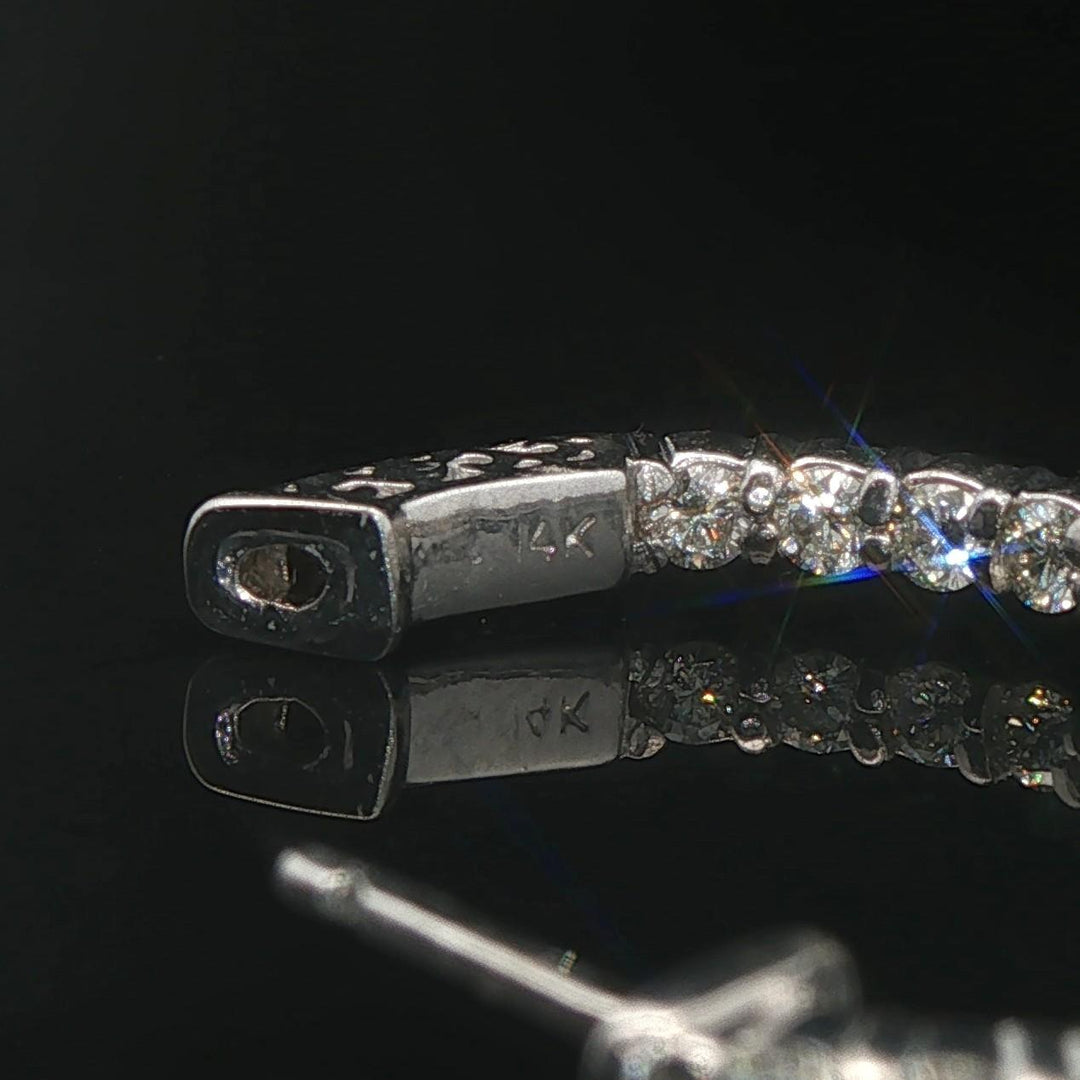 14k White Gold and 2cttw Diamond Inside Out Hoop Earrings 1"