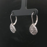 14k White Gold and 0.20cttw Diamond Vintage Filigree Tear Drop Earrings 1"