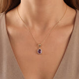 14k Yellow Gold 0.90ct Amethyst and 0.30cttw Diamond Halo Pendant