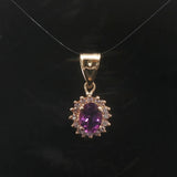14k Yellow Gold 0.90ct Amethyst and 0.30cttw Diamond Halo Pendant