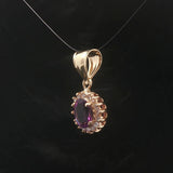 14k Yellow Gold 0.90ct Amethyst and 0.30cttw Diamond Halo Pendant
