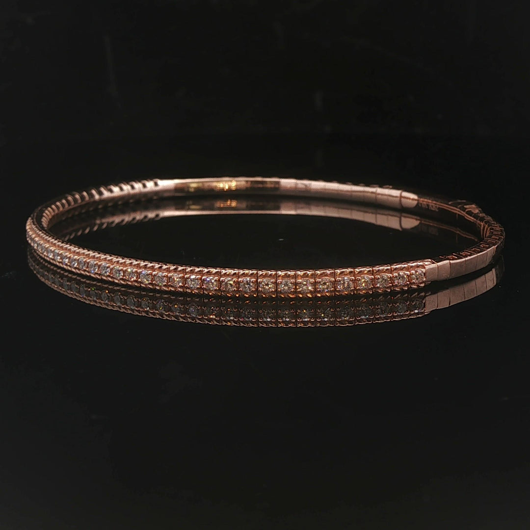 14k Rose Gold and 0.50cttw Diamond Flex Bangle Bracelet 6.5"