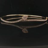 14k Yellow Gold and 0.73cttw Diamond Bypass Bangle Bracelet 6.75"