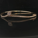 14k Yellow Gold and 0.73cttw Diamond Bypass Bangle Bracelet 6.75"