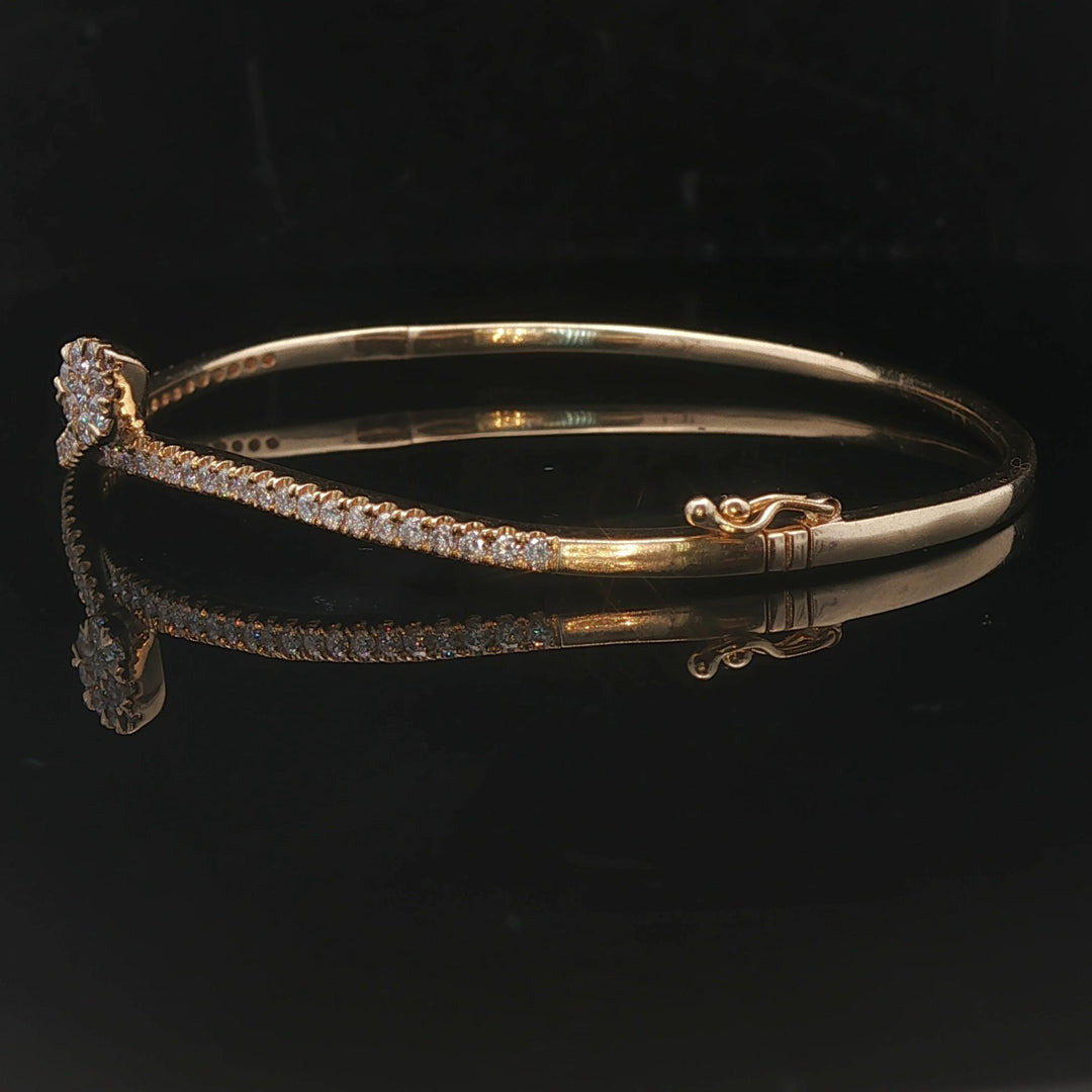 14k Yellow Gold and 0.73cttw Diamond Bypass Bangle Bracelet 6.75"