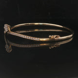 14k Yellow Gold and 0.73cttw Diamond Bypass Bangle Bracelet 6.75"