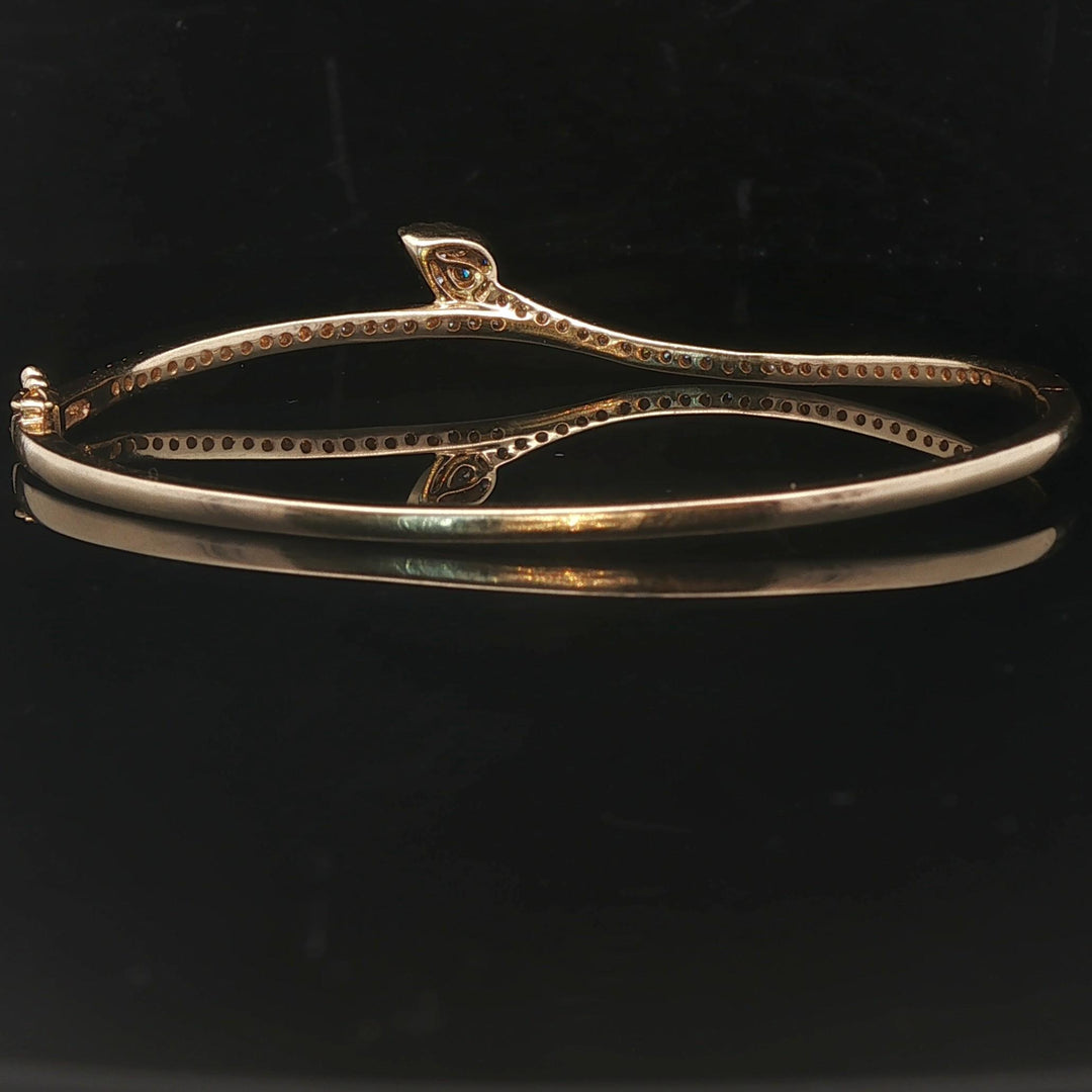 14k Yellow Gold and 0.73cttw Diamond Bypass Bangle Bracelet 6.75"