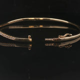 14k Yellow Gold and 0.73cttw Diamond Bypass Bangle Bracelet 6.75"