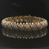 14k Yellow Gold and 2.5cttw Diamond Cluster 25.7g Fancy X Link Bracelet 7"
