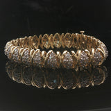 14k Yellow Gold and 2.5cttw Diamond Cluster 25.7g Fancy X Link Bracelet 7"