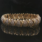14k Yellow Gold and 2.5cttw Diamond Cluster 25.7g Fancy X Link Bracelet 7"