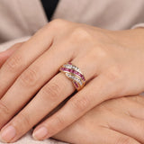 14k Yellow Gold 0.52cttw Ruby and 0.20cttw Diamond Band Ring Size 8