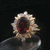 14k Yellow Gold 2.38ct Garnet and 0.50cttw Diamond Halo Ring Size 7
