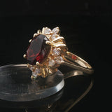 14k Yellow Gold 2.38ct Garnet and 0.50cttw Diamond Halo Ring Size 7