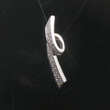 14k White Gold and 0.60cttw Diamond Ribbon Slide Pendant 1.5"